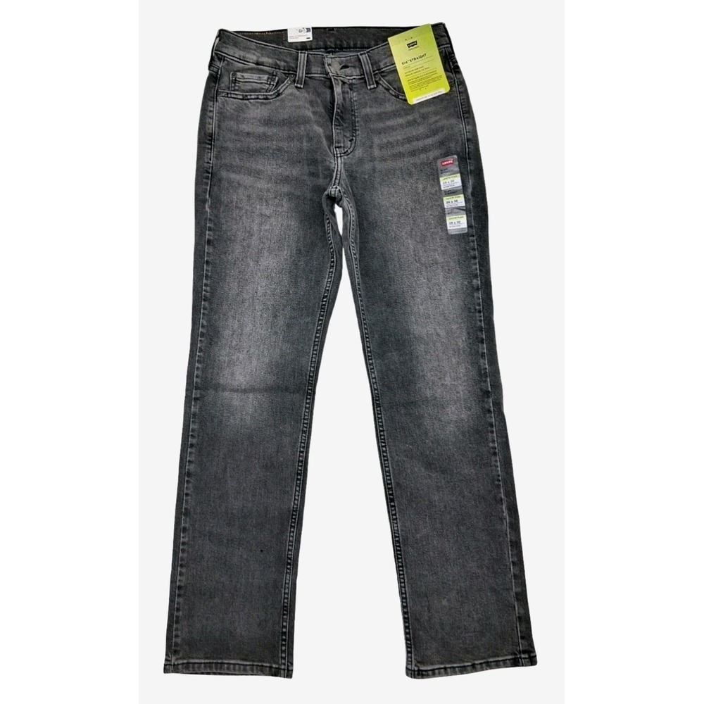 Levis 514 Jeans Men 29x30 Gray Charcoal Wash Straight Leg Stretch Denim Pant NEW